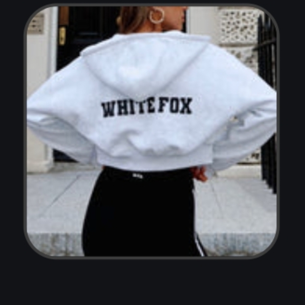 White Fox Boutique, Cropped Hoodie with Bold Back Print